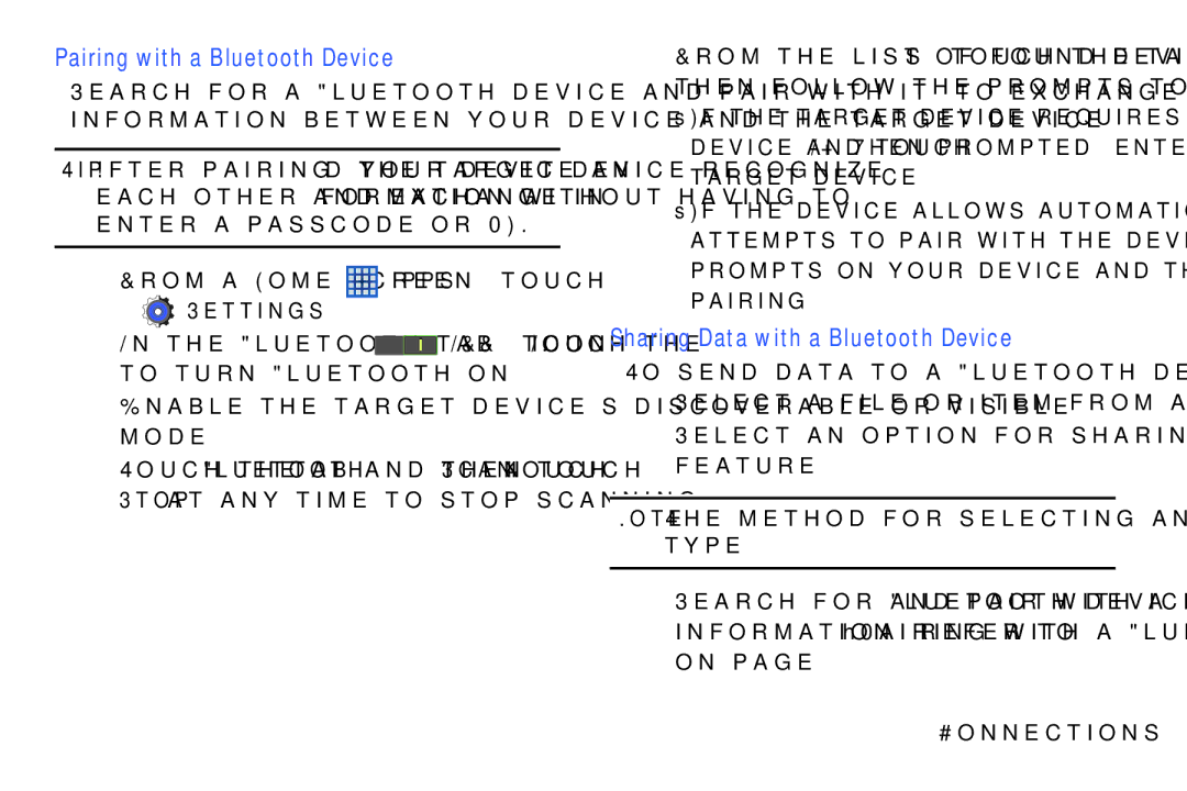 Samsung SMT210RZWYXAR, SM-T210RGNYXAR, SM T210RZWYXAR Pairing with a Bluetooth Device, Sharing Data with a Bluetooth Device 