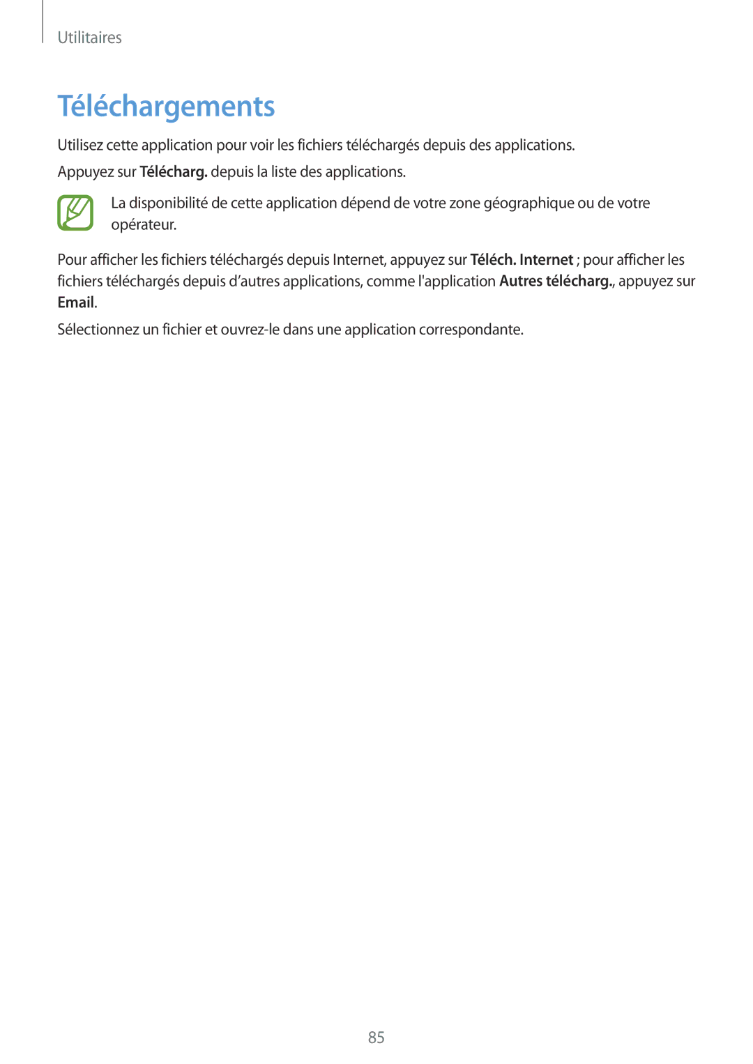 Samsung SM-T2110ZWABGL, SM-T2110MKABGL, SM-T2110GNABGL manual Téléchargements 