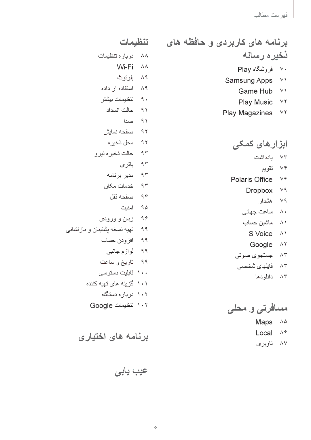 Samsung SM-T2110ZWETHR, SM-T2110MKASAC Play هاگشورف Samsung Apps Game Hub Play Music Play Magazines, Maps Local 86 یربوان 