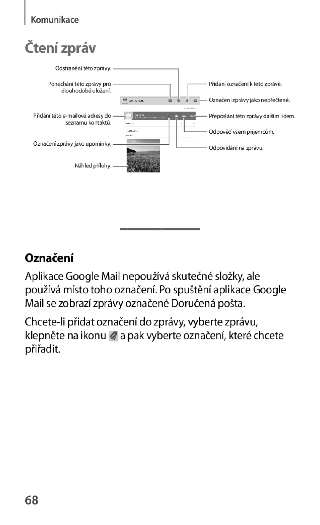 Samsung SM-T2110MKAXEZ, SM-T2110MKATPL, SM-T2110MKAATO, SM-T2110ZWAATO, SM-T2110ZWATPL manual Označení, Odstranění této zprávy 