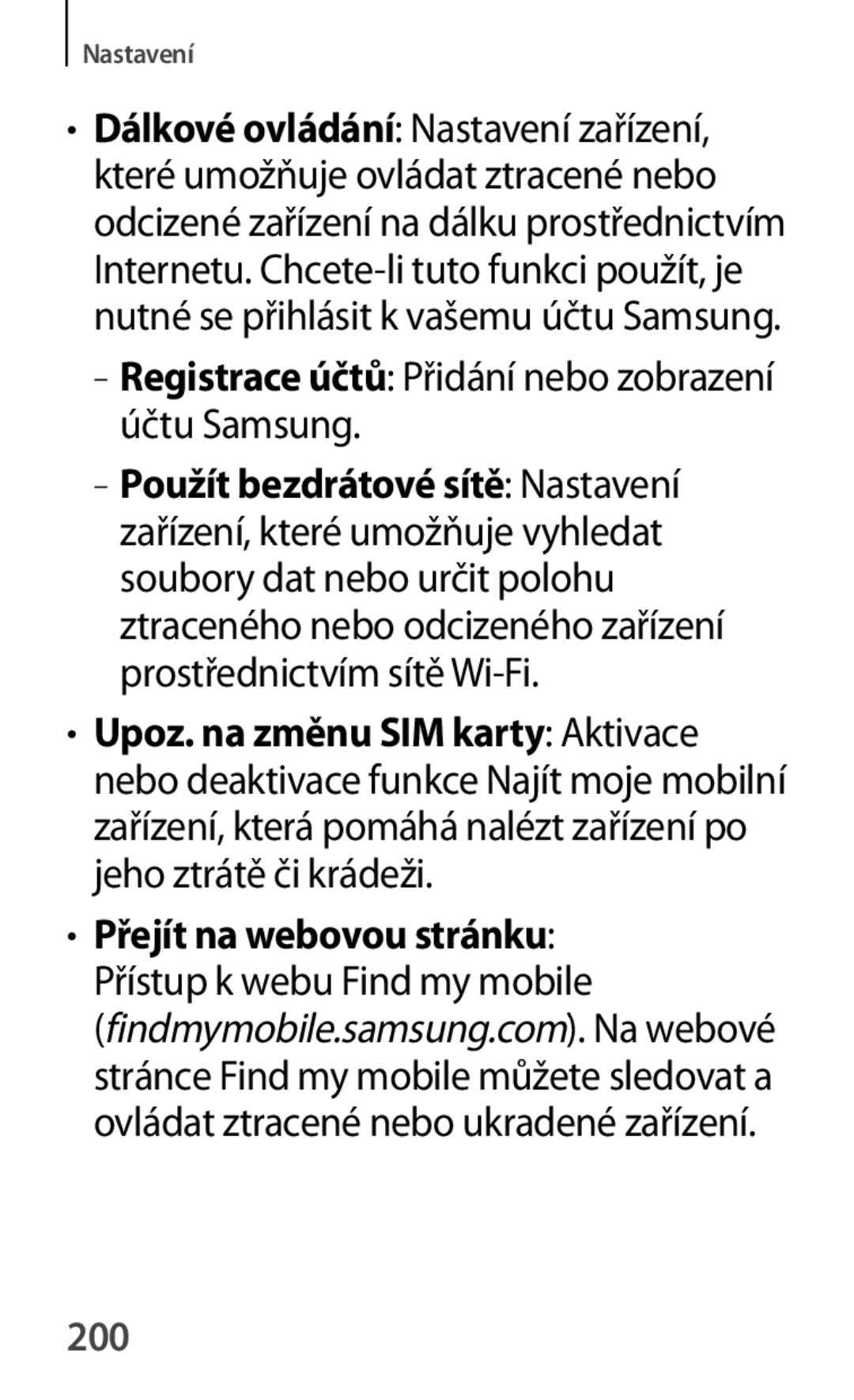 Samsung SM-T2110MKAXEZ, SM-T2110MKATPL Registrace účtů Přidání nebo zobrazení účtu Samsung, Přejít na webovou stránku, 200 