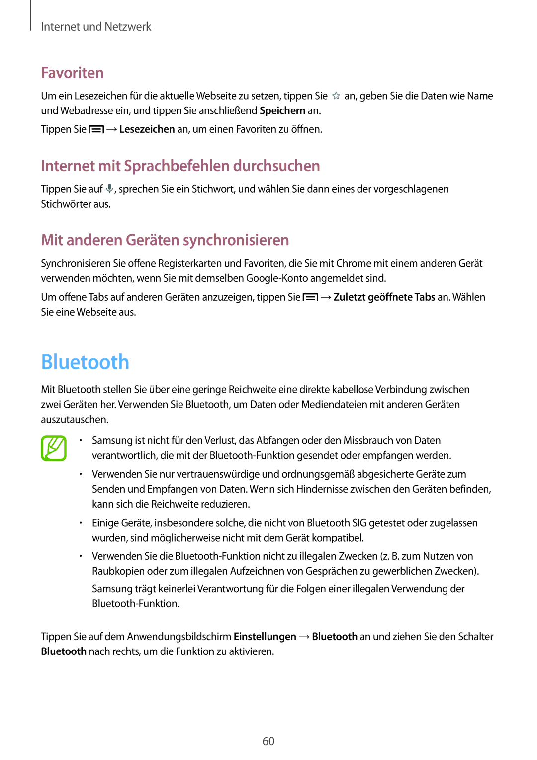 Samsung SM-T2110MKATPL, SM-T2110MKAATO, SM-T2110ZWADBT, SM-T2110MKATMN manual Bluetooth, Mit anderen Geräten synchronisieren 