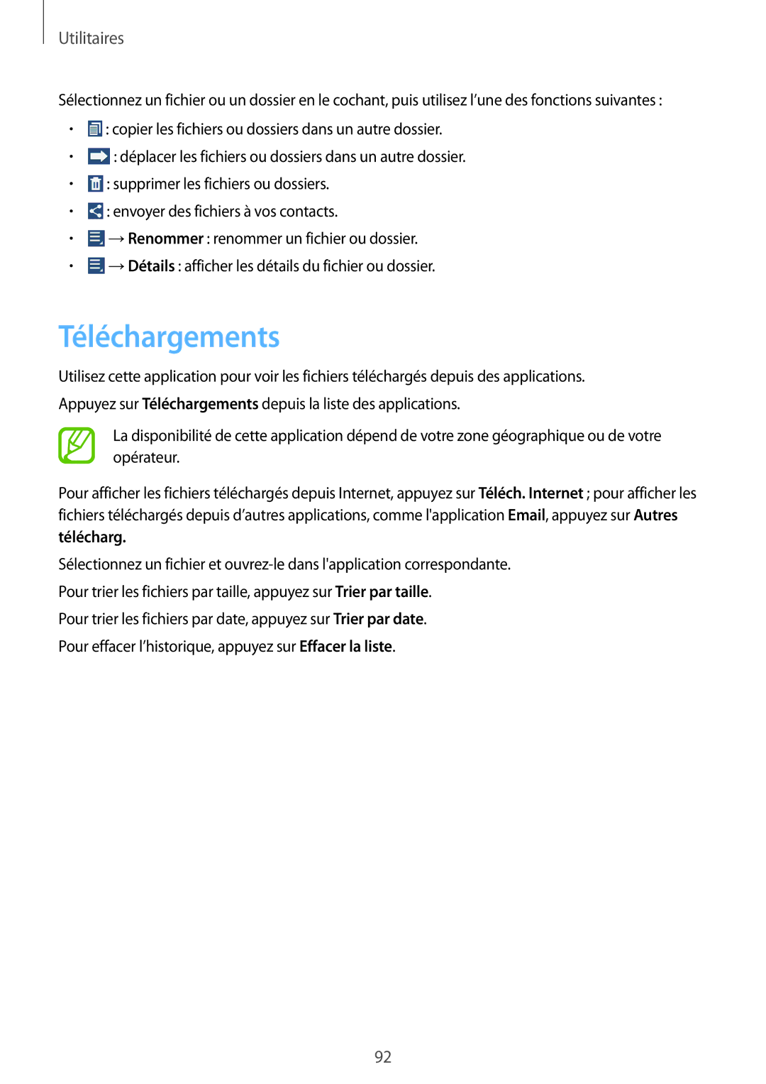 Samsung SM-T2110ZWAFTM, SM-T2110ZWEXEF, SM-T2110ZWEFTM manual Téléchargements 