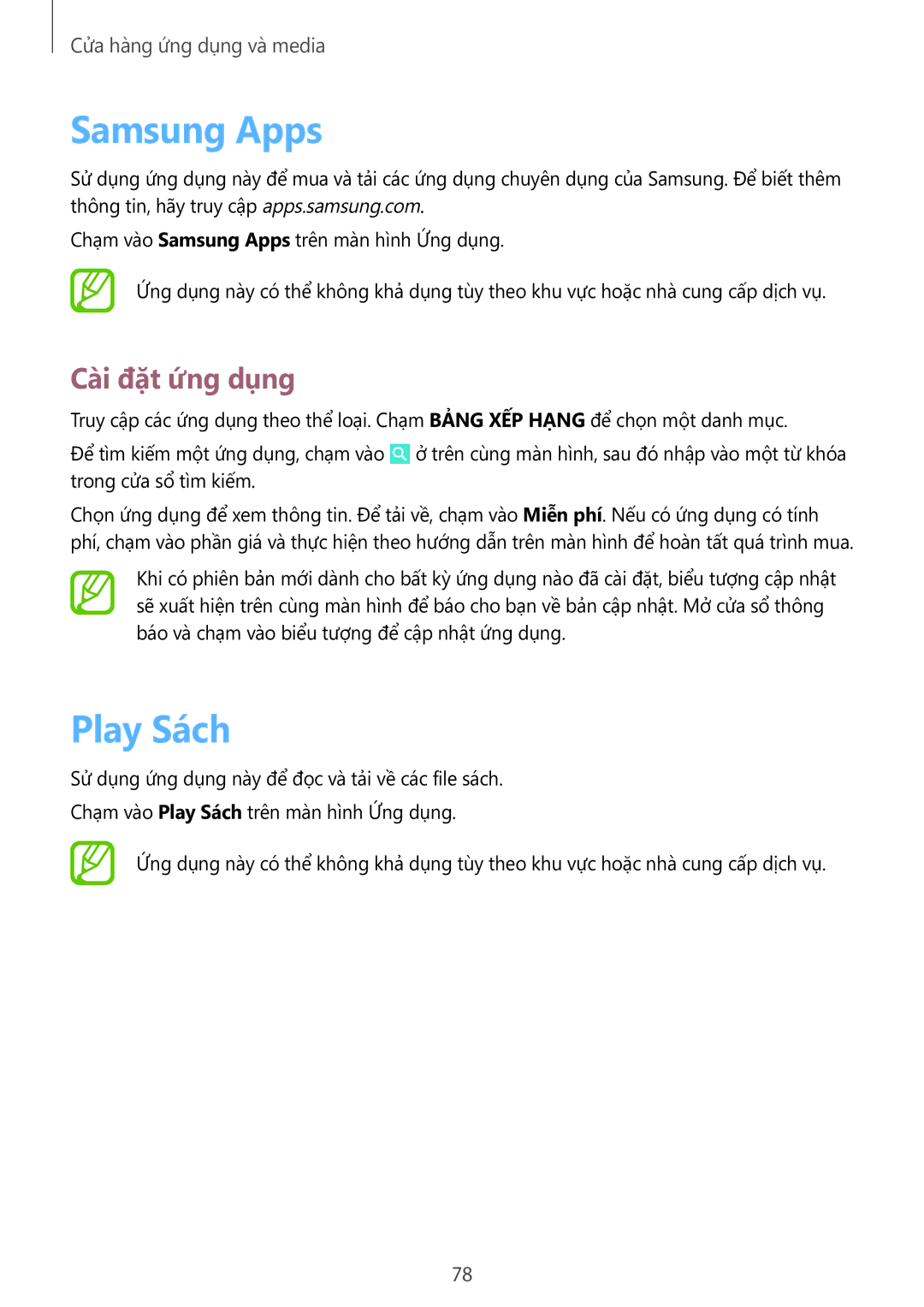 Samsung SM-T2110ZWEXXV manual Samsung Apps, Play Sách 