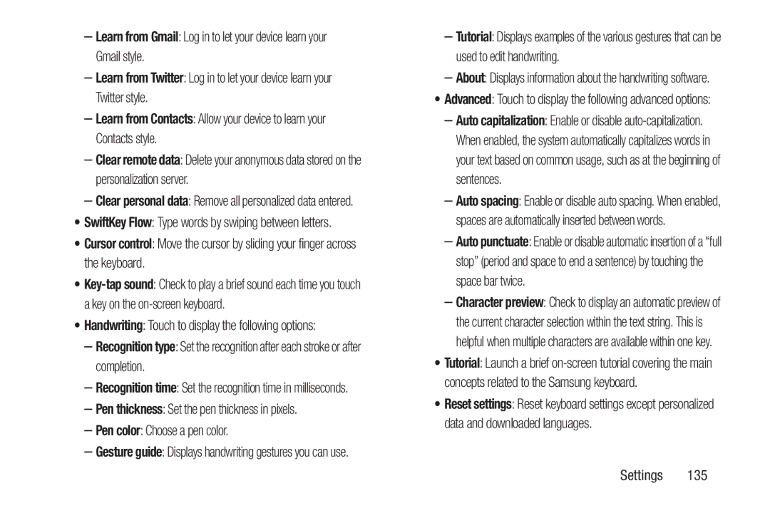 Samsung SM-T217AZKAATT user manual SwiftKey Flow Type words by swiping between letters 