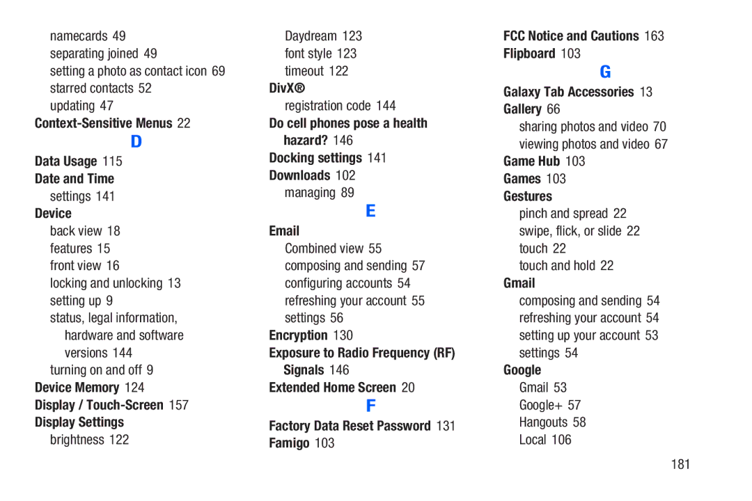 Samsung SM-T217AZKAATT Context-Sensitive Menus Data Usage Date and Time, Device, Display / Touch-Screen Display Settings 