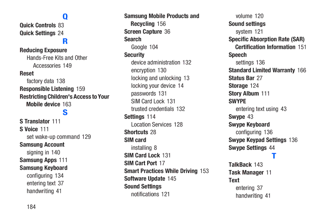 Samsung SM-T217AZKAATT Quick Controls Quick Settings Reducing Exposure, Samsung Mobile Products, Search, Security Speech 