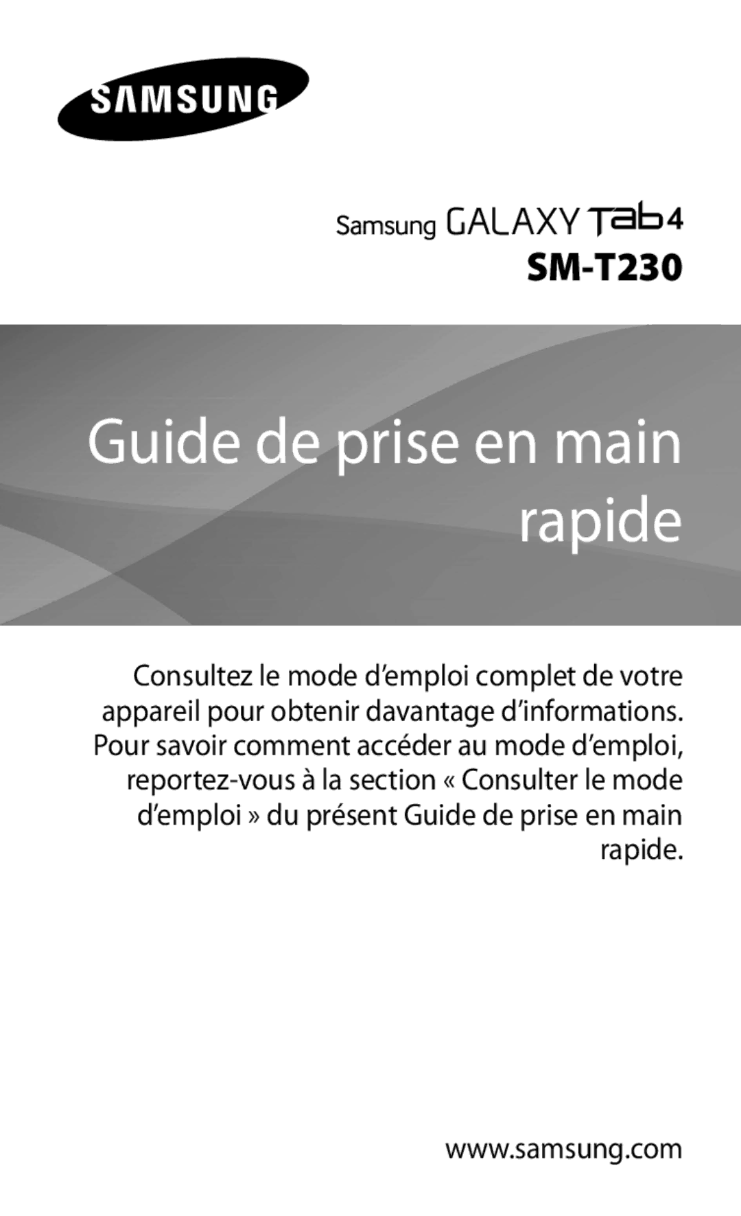 Samsung SM-T230NZWAXEF, SM-T230NYKAXEF manual Guide de prise en main rapide 