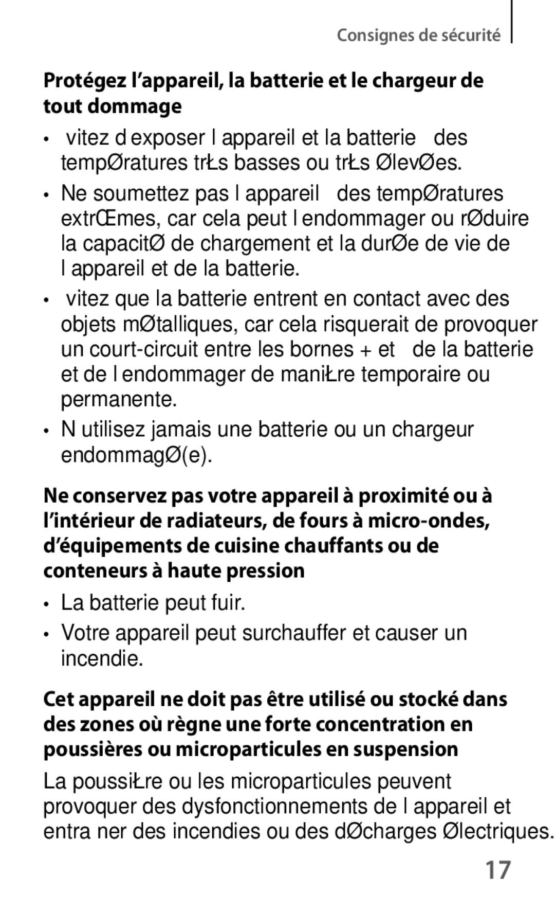 Samsung SM-T230NZWAXEF, SM-T230NYKAXEF manual ’utilisez jamais une batterie ou un chargeur endommagée 