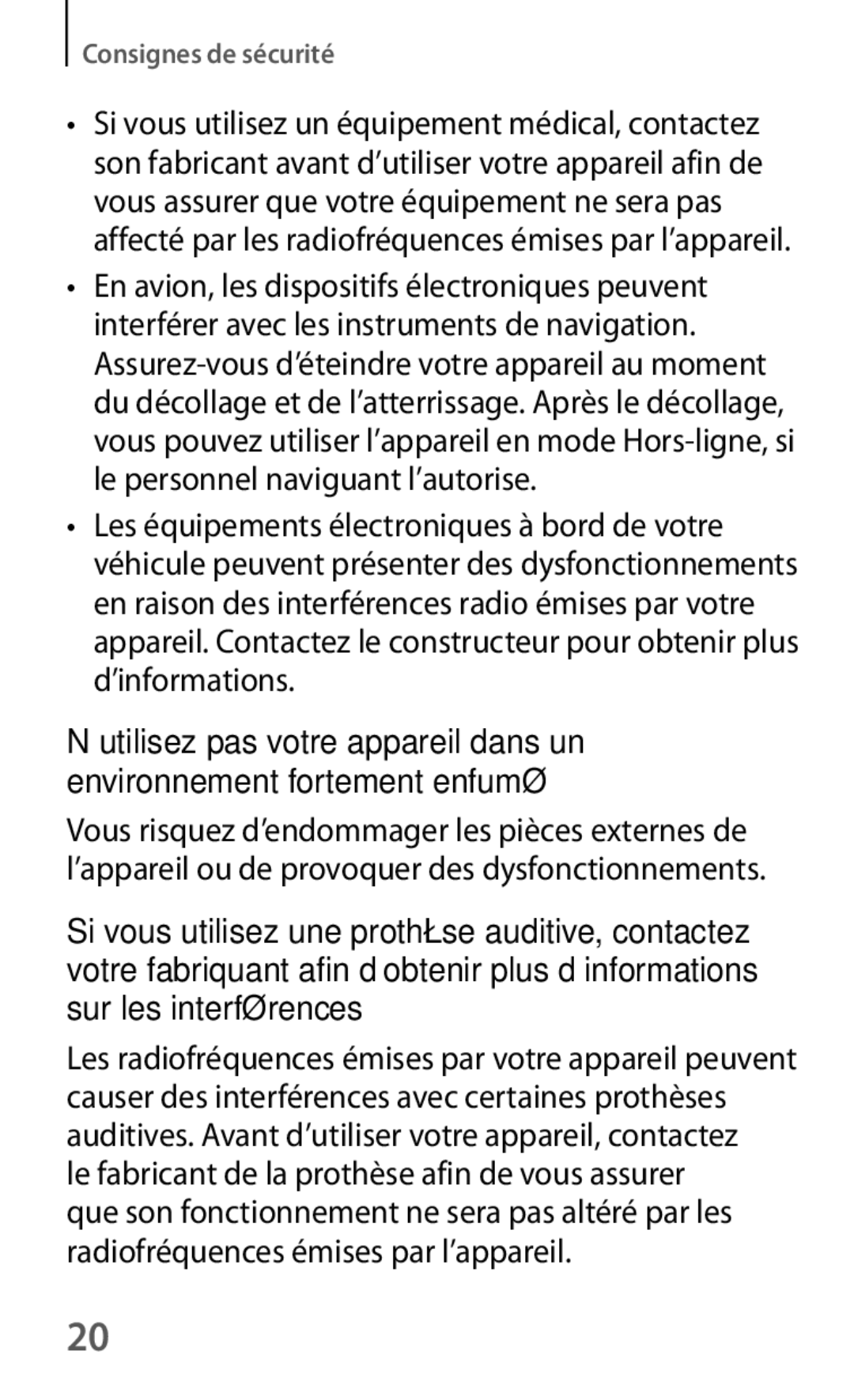 Samsung SM-T230NYKAXEF, SM-T230NZWAXEF manual Consignes de sécurité 