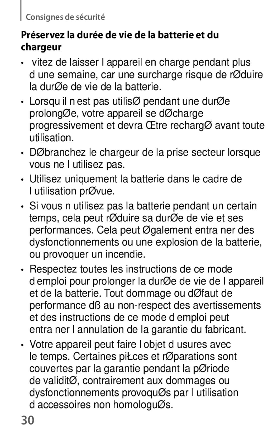 Samsung SM-T230NYKAXEF, SM-T230NZWAXEF manual Préservez la durée de vie de la batterie et du chargeur 