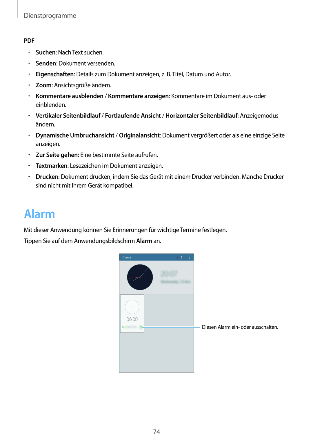 Samsung SM-T230NYKCBMW, SM-T230NYKABMW manual Alarm 