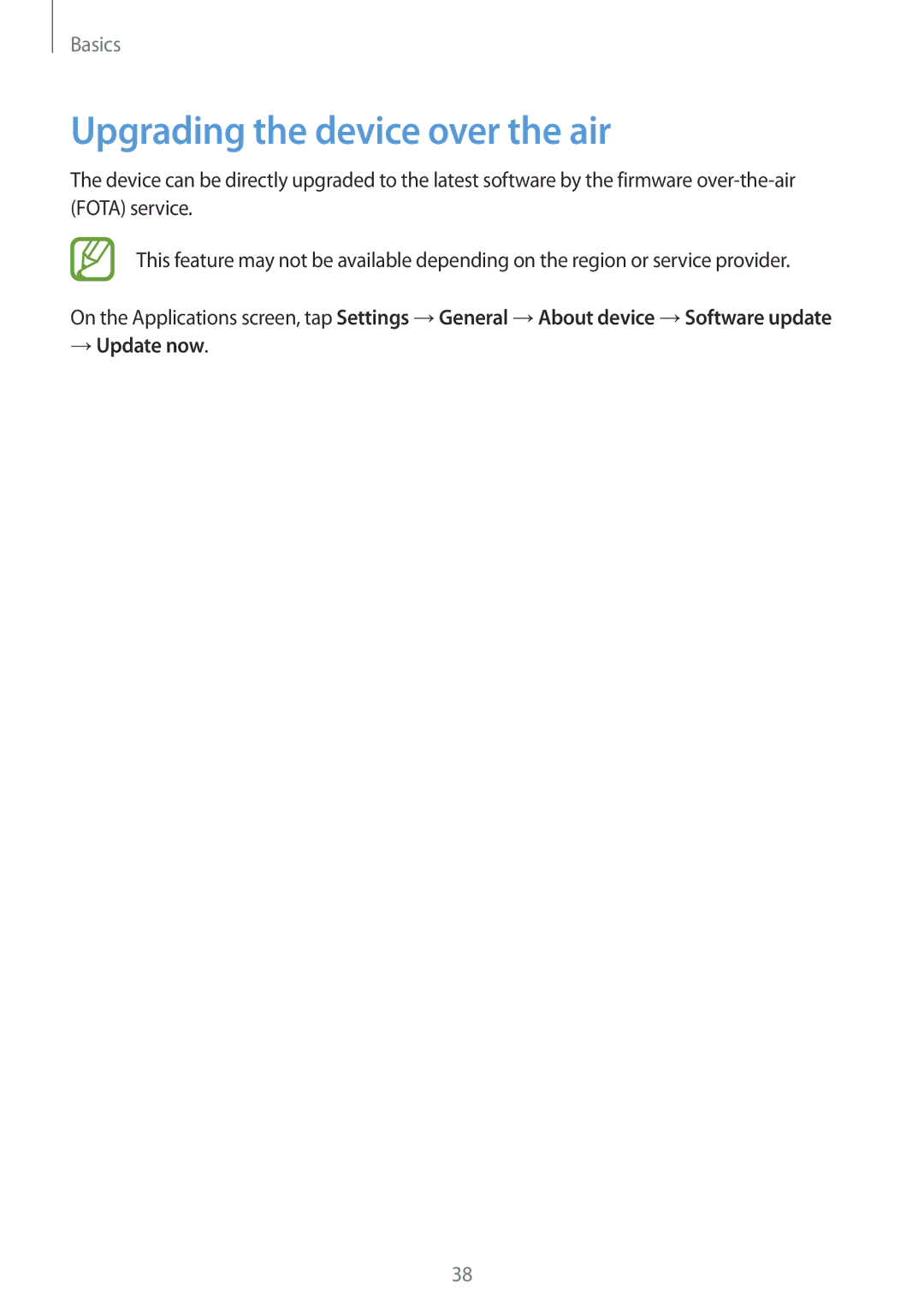 Samsung SM-T230NYKCBMW, SM-T230NYKABMW manual Upgrading the device over the air, → Update now 