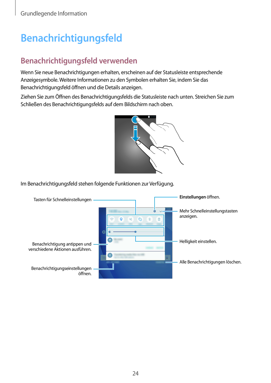 Samsung SM-T230NZKWBMW, SM-T230NZKIBMW manual Benachrichtigungsfeld verwenden 