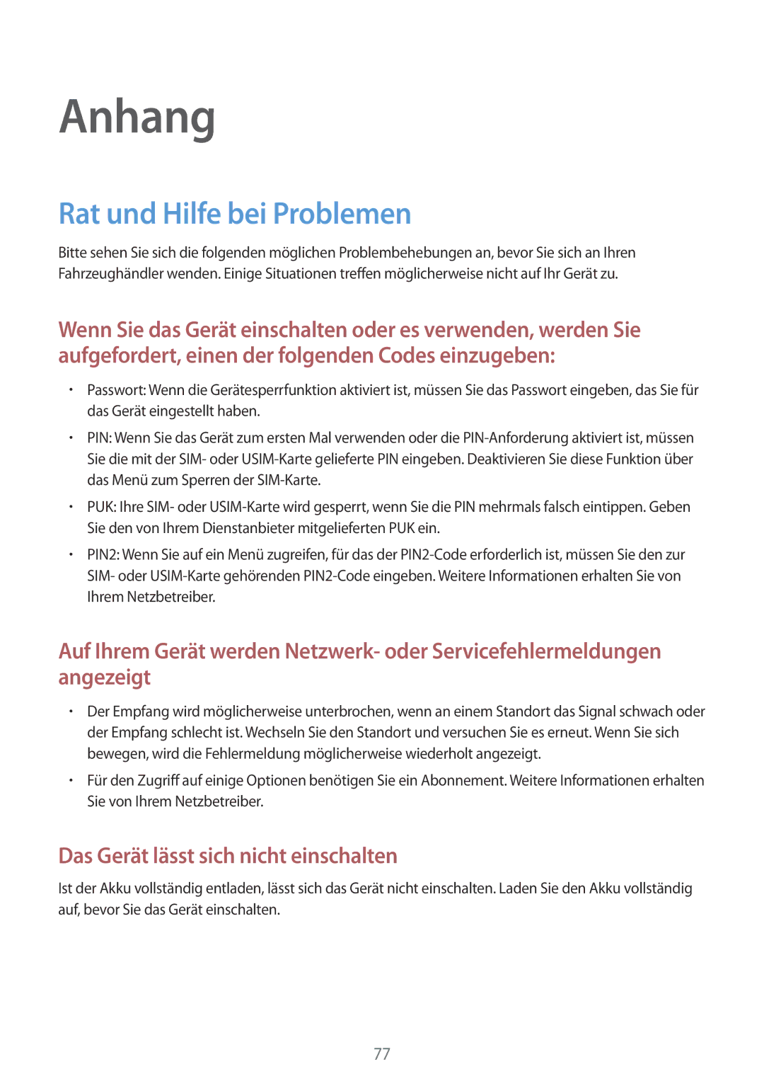 Samsung SM-T230NZKIBMW, SM-T230NZKWBMW manual Anhang, Rat und Hilfe bei Problemen 