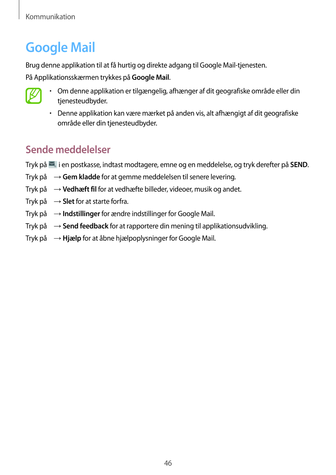 Samsung SM-T230NZWANEE, SM-T230NYKANEE manual Google Mail 