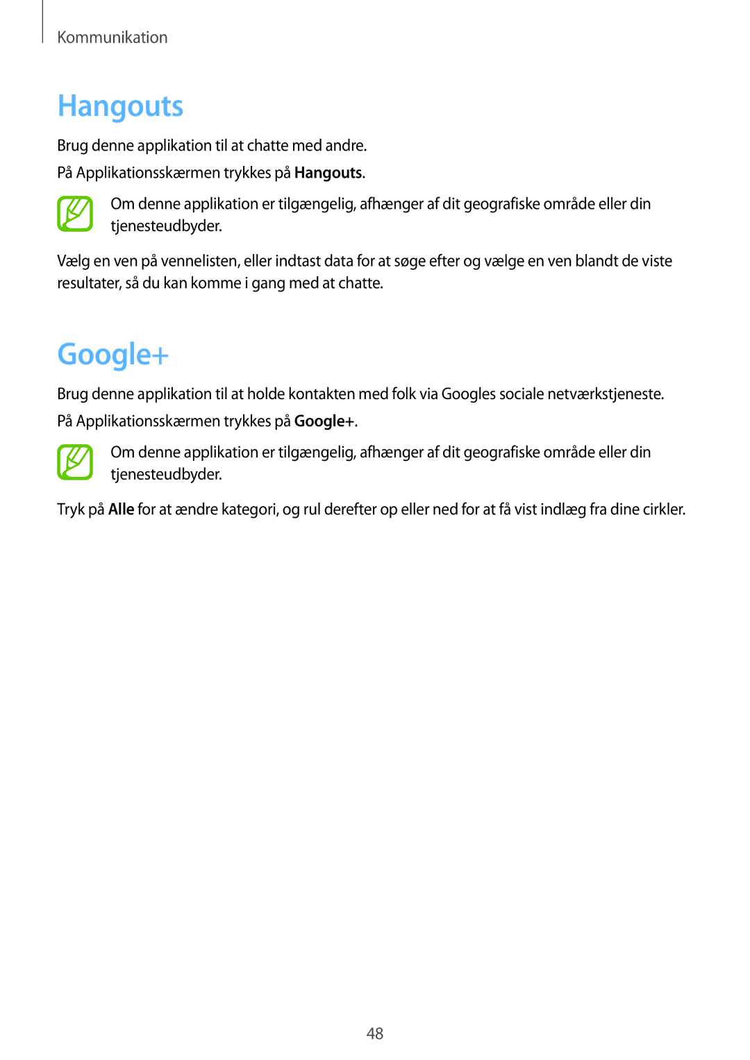 Samsung SM-T230NZWANEE, SM-T230NYKANEE manual Hangouts, Google+ 