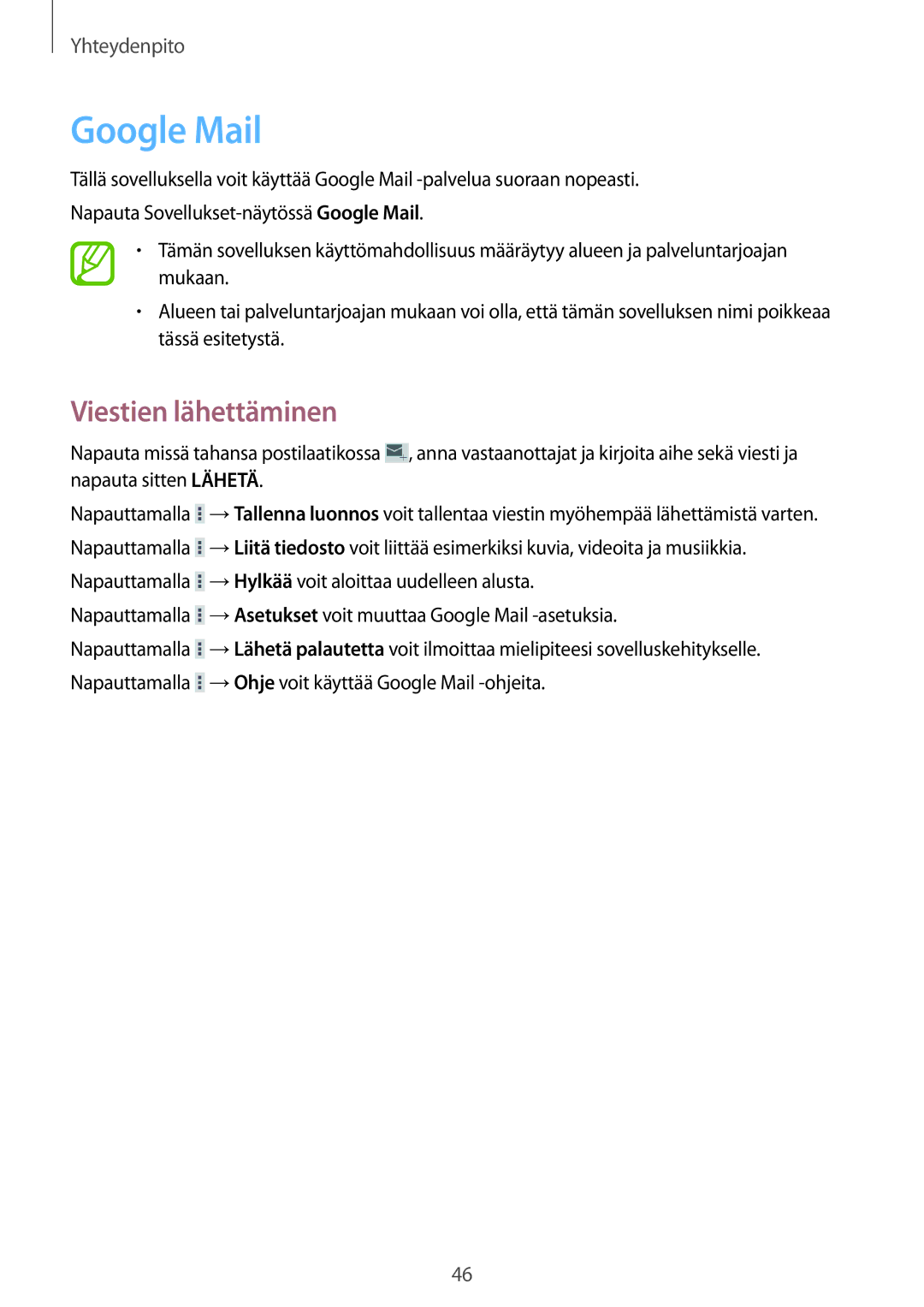 Samsung SM-T230NZWANEE, SM-T230NYKANEE manual Google Mail 