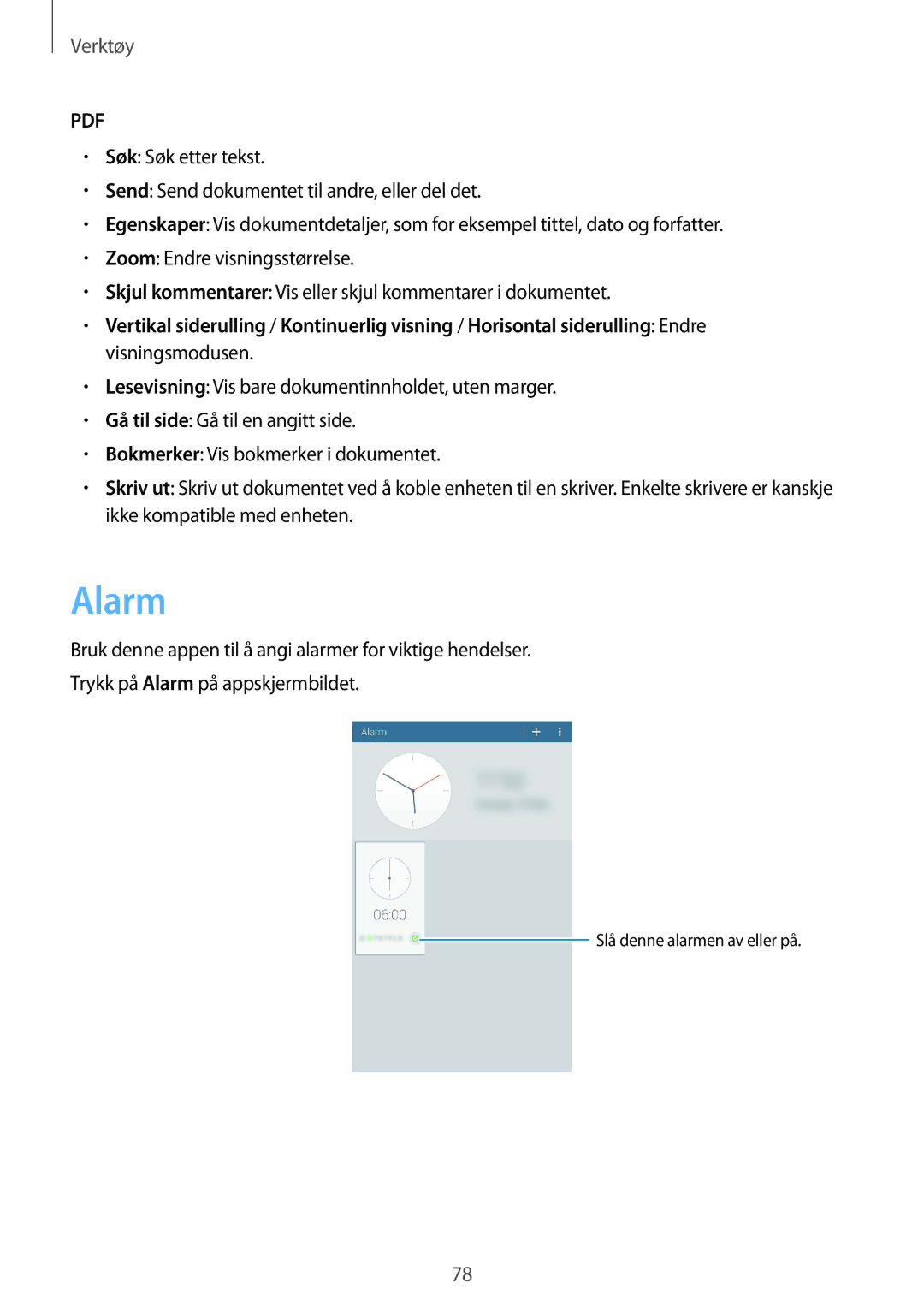 Samsung SM-T230NZWANEE, SM-T230NYKANEE manual Alarm 