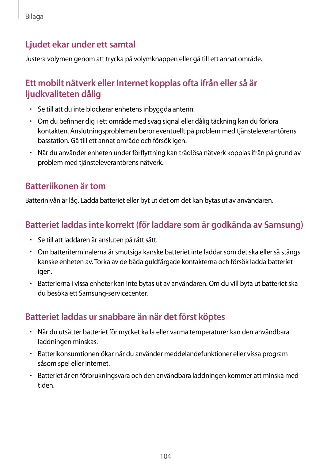 Samsung SM-T230NZWANEE, SM-T230NYKANEE manual Ljudet ekar under ett samtal 