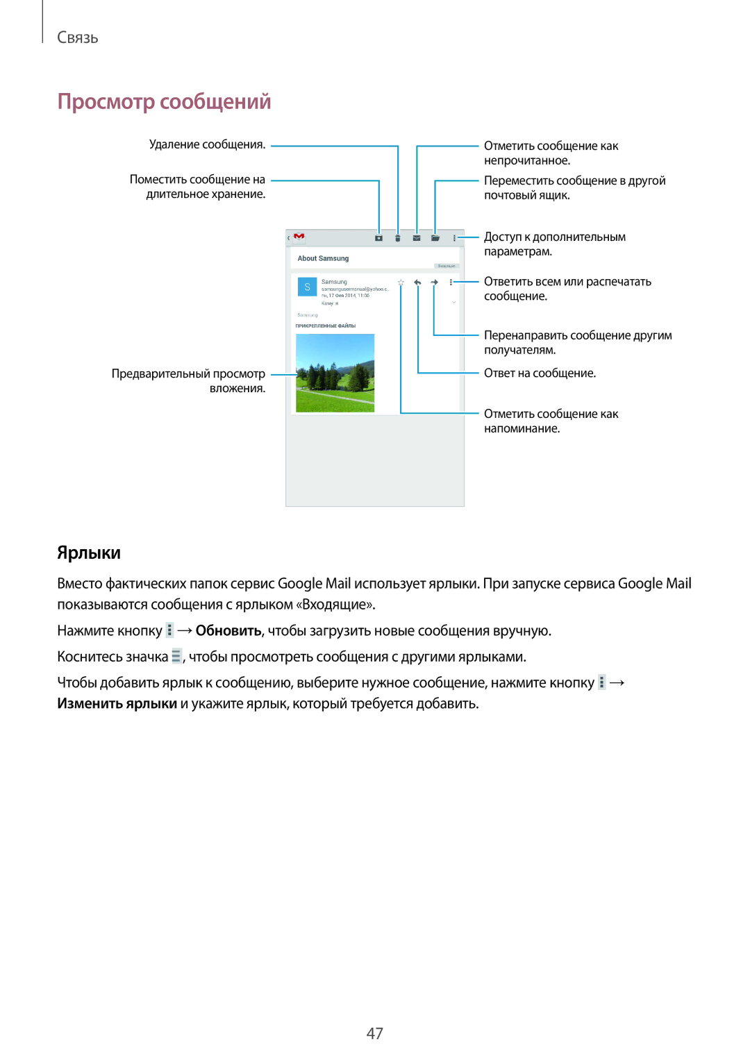 Samsung SM-T230NZWASER, SM-T230NZWASEB, SM-T230NYKASEB, SM-T230NYKAOAR, SM-T230NYKASER manual Ярлыки 