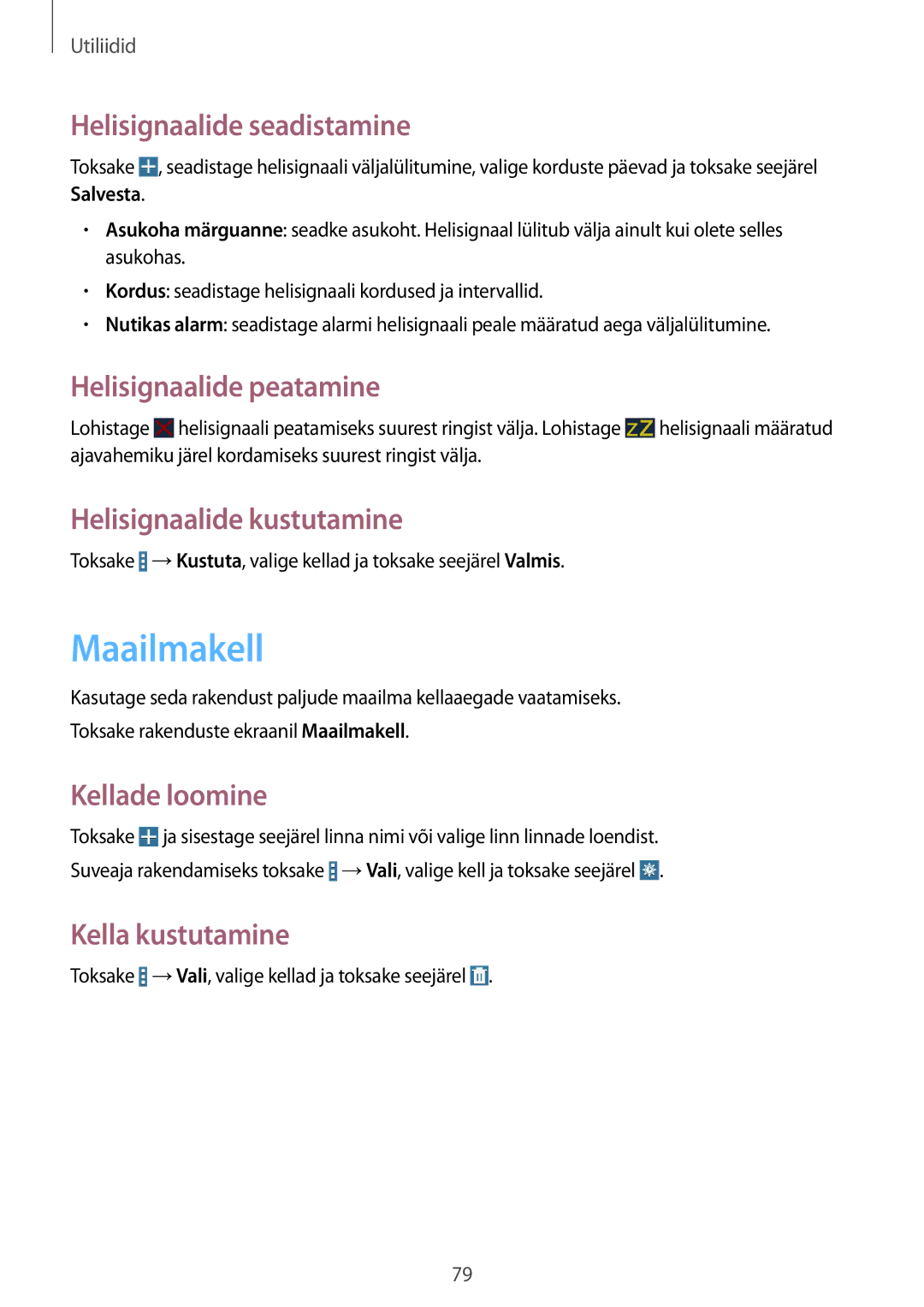 Samsung SM-T230NYKASEB, SM-T230NZWASEB manual Maailmakell 