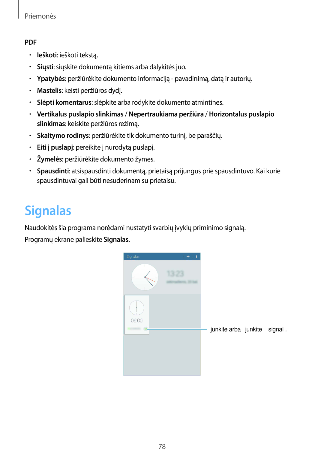 Samsung SM-T230NZWASEB, SM-T230NYKASEB manual Signalas 