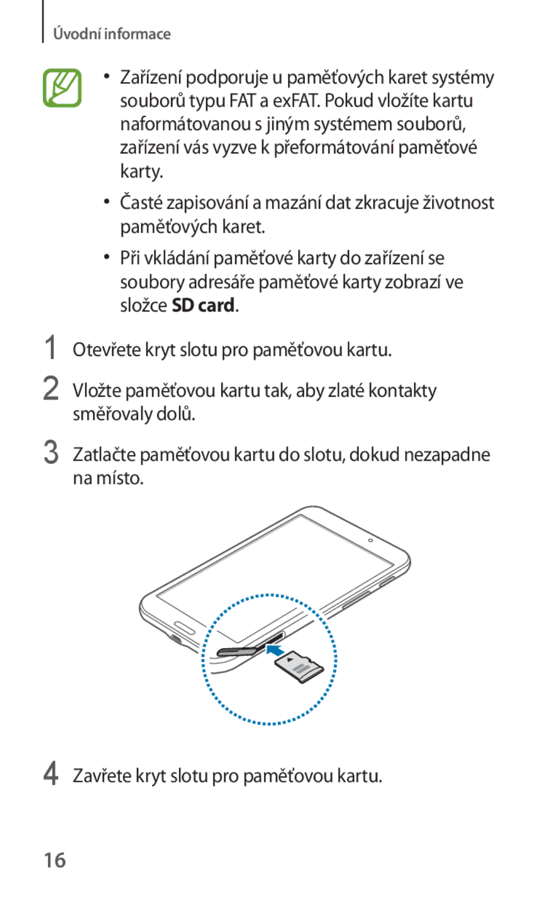 Samsung SM-T230NZWAXEO, SM-T230NYKAATO, SM-T230NZWAEUR, SM-T230NZWAATO, SM-T230NYKAEUR, SM-T230NYKAXEO manual Úvodní informace 