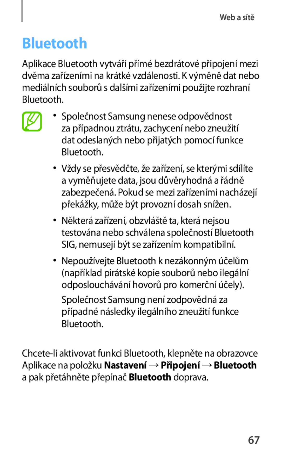 Samsung SM-T230NZWAATO, SM-T230NZWAXEO, SM-T230NYKAATO, SM-T230NZWAEUR, SM-T230NYKAEUR, SM-T230NYKAXEO manual Bluetooth 