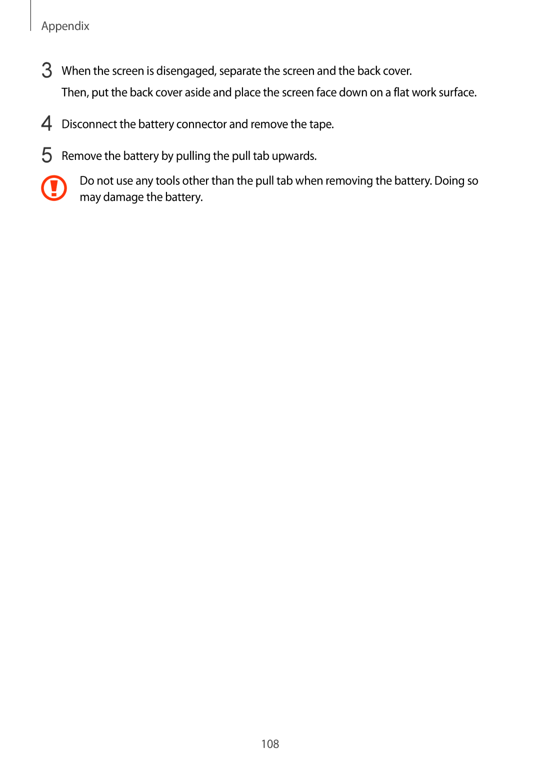 Samsung SM-T230NZWABGL, SM-T230NZWAXEO, SM-T230NZWATUR, SM-T230NYKAATO, SM-T230NZWATPH, SM-T230NZWAEUR, SM-T230NYKATUR manual 108 