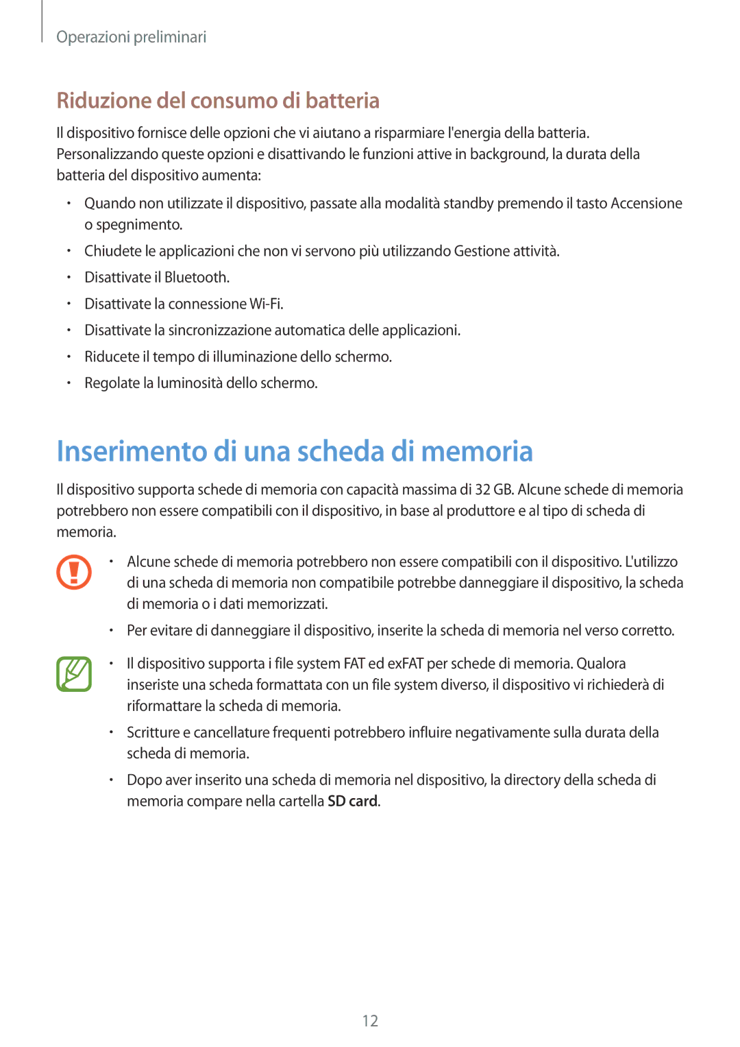 Samsung SM-T230NYKADBT, SM-T230NZWAXEO manual Inserimento di una scheda di memoria, Riduzione del consumo di batteria 