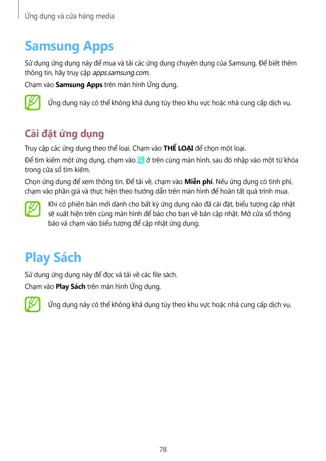 Samsung SM-T231NYKAXXV manual Samsung Apps, Play Sách 