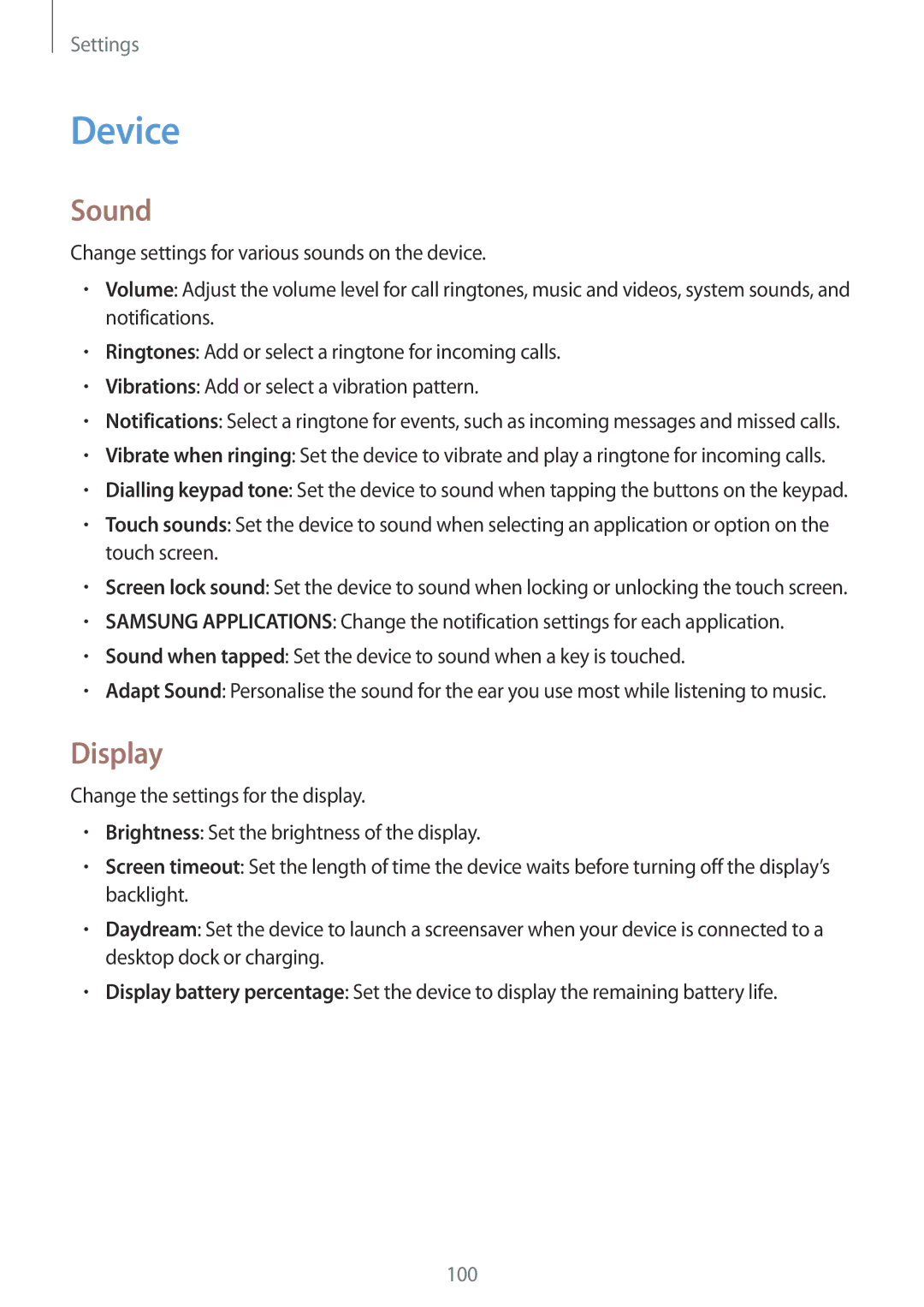 Samsung SM-T231NZWAKSA, SM-T231NYKAXXV manual Device, Sound, Display 