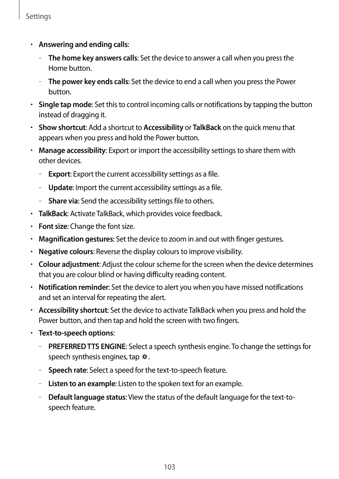 Samsung SM-T231NYKAXXV, SM-T231NZWAKSA manual Answering and ending calls, Text-to-speech options 