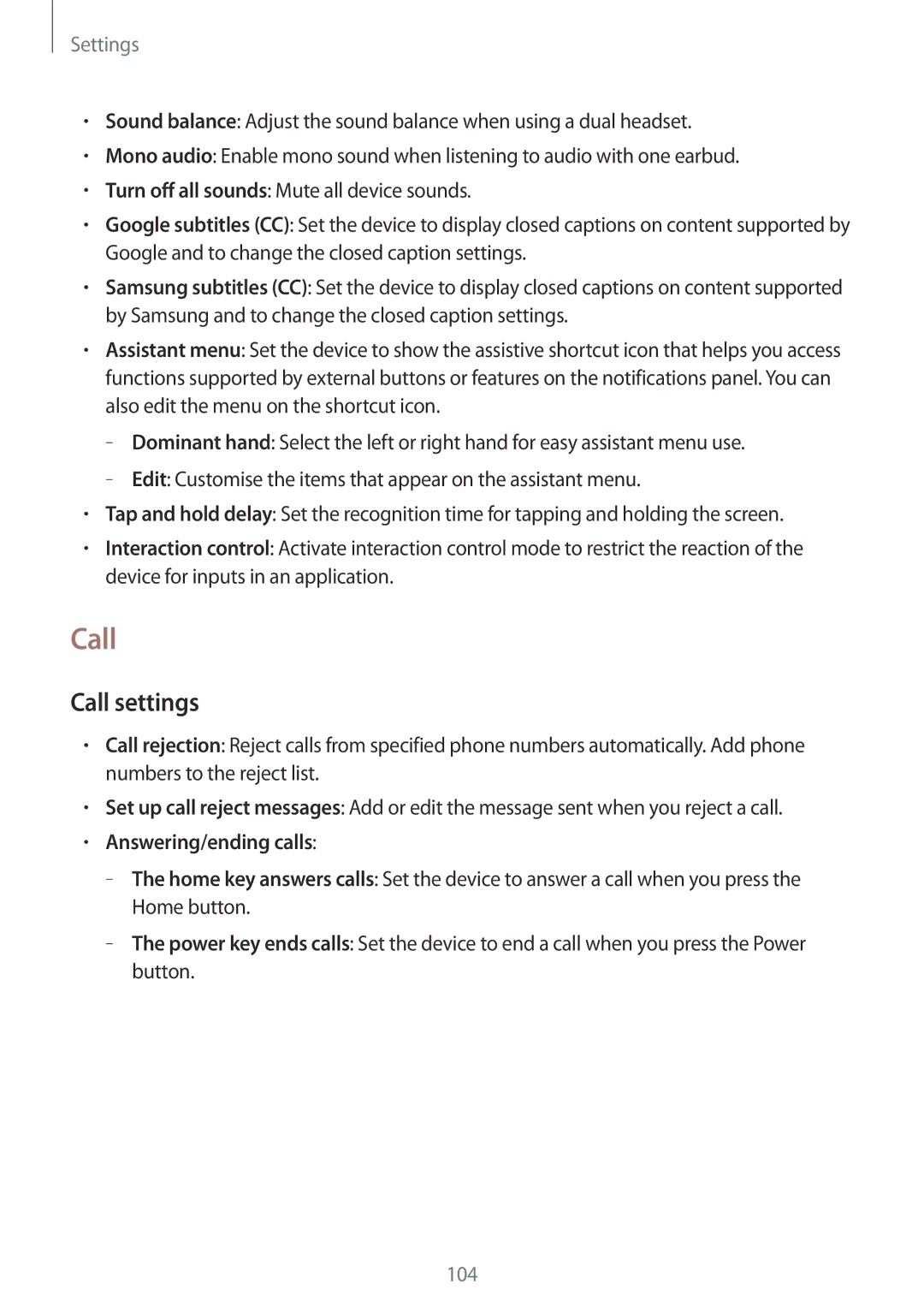 Samsung SM-T231NZWAKSA, SM-T231NYKAXXV manual Call settings, Answering/ending calls 