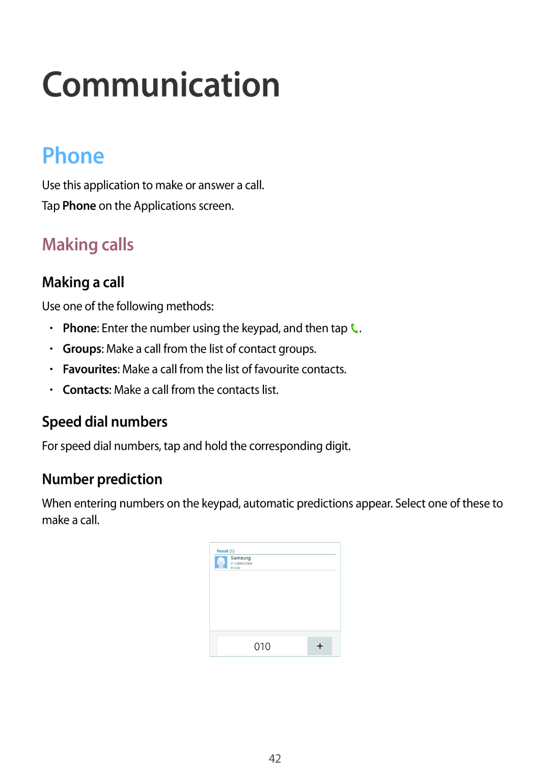 Samsung SM-T231NZWAKSA, SM-T231NYKAXXV manual Communication, Phone, Making calls 