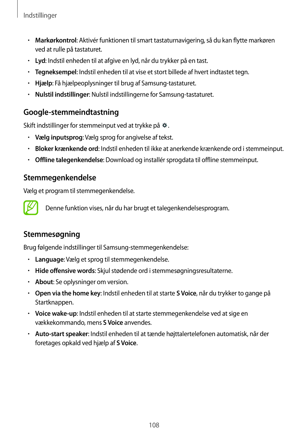 Samsung SM-T235NYKANEE, SM-T235NZWANEE manual Google-stemmeindtastning, Stemmegenkendelse, Stemmesøgning 