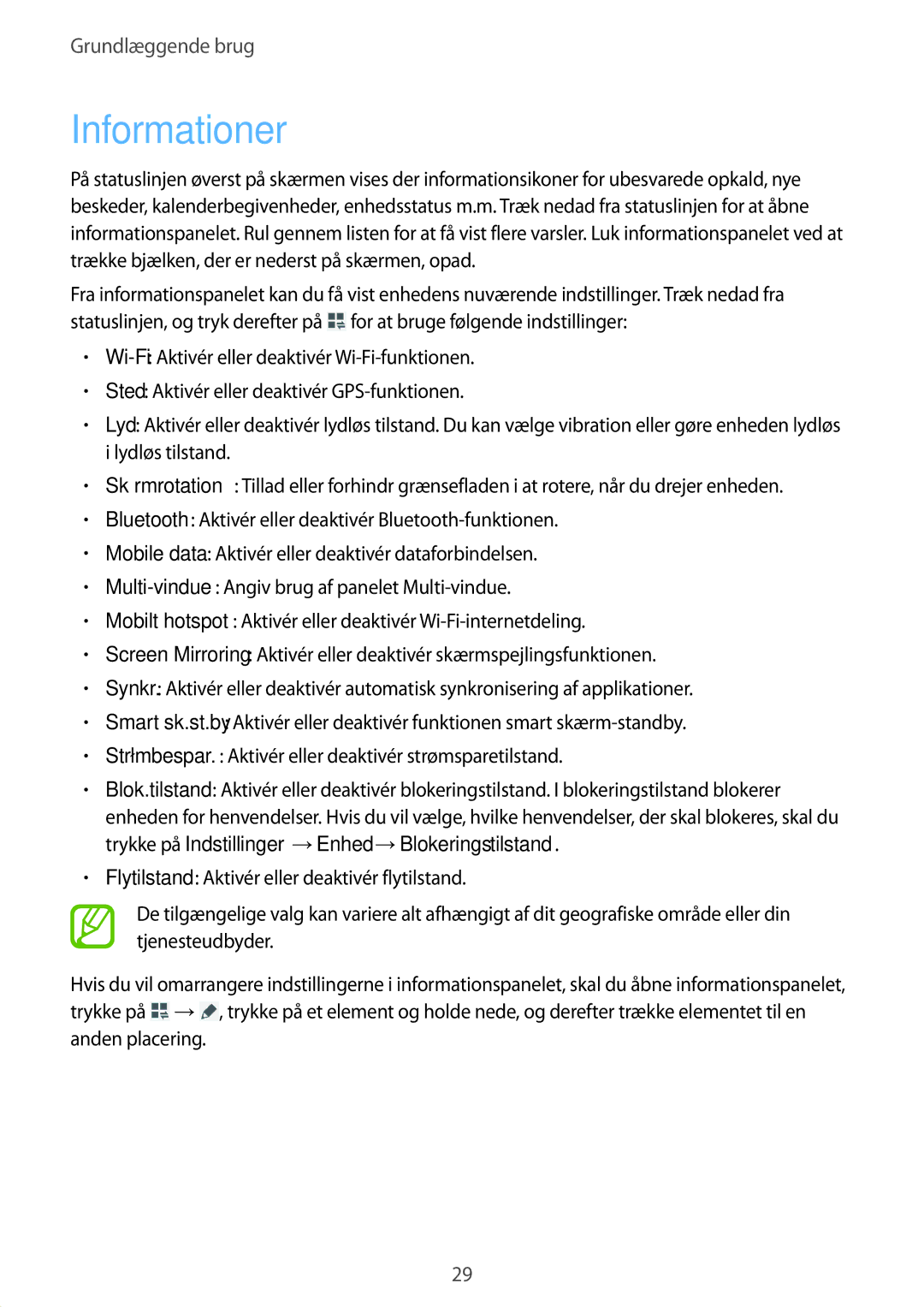 Samsung SM-T235NZWANEE, SM-T235NYKANEE manual Informationer 