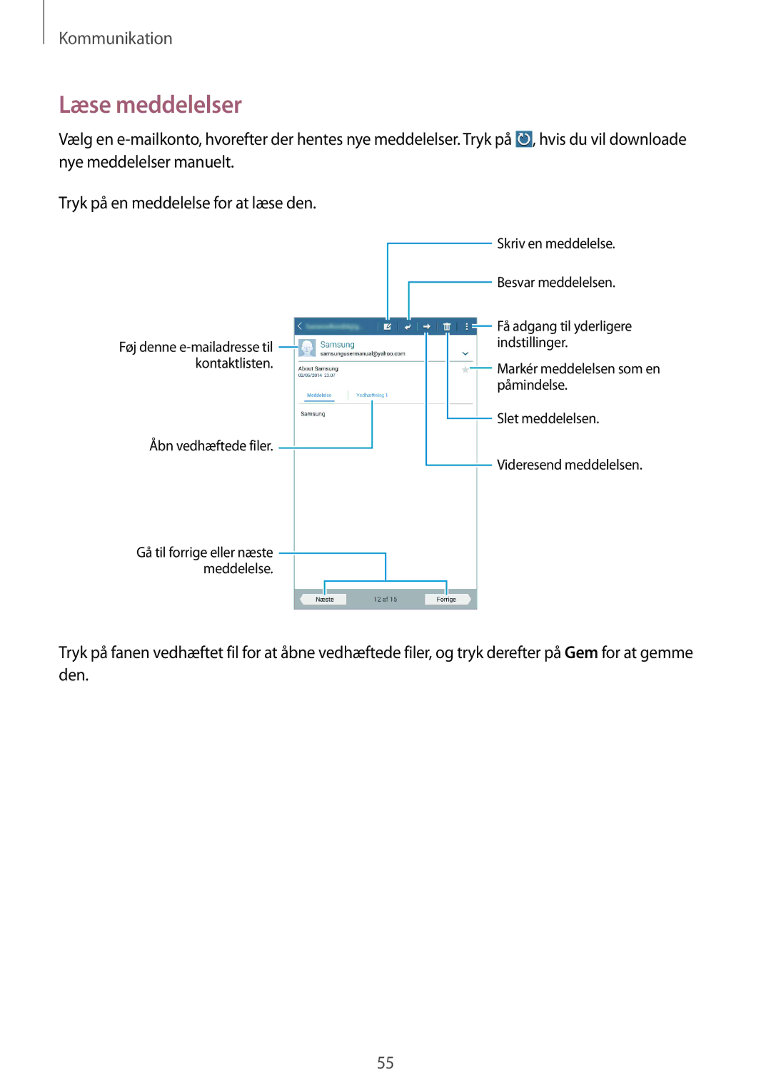 Samsung SM-T235NZWANEE, SM-T235NYKANEE manual Læse meddelelser 