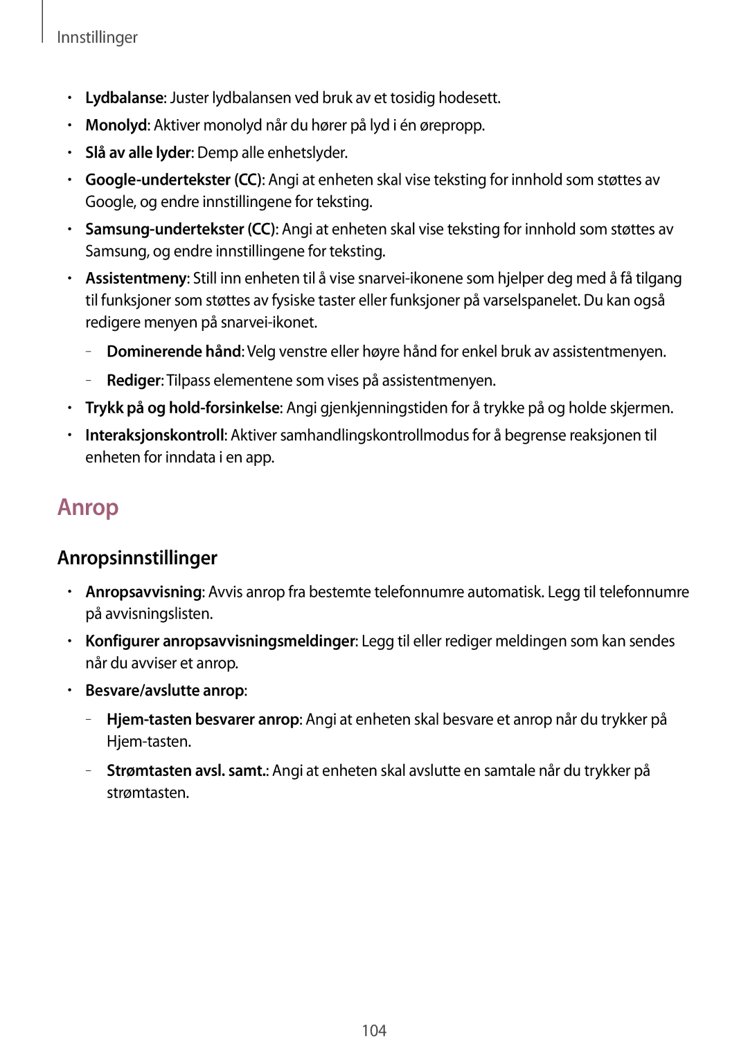 Samsung SM-T235NYKANEE, SM-T235NZWANEE manual Anropsinnstillinger 