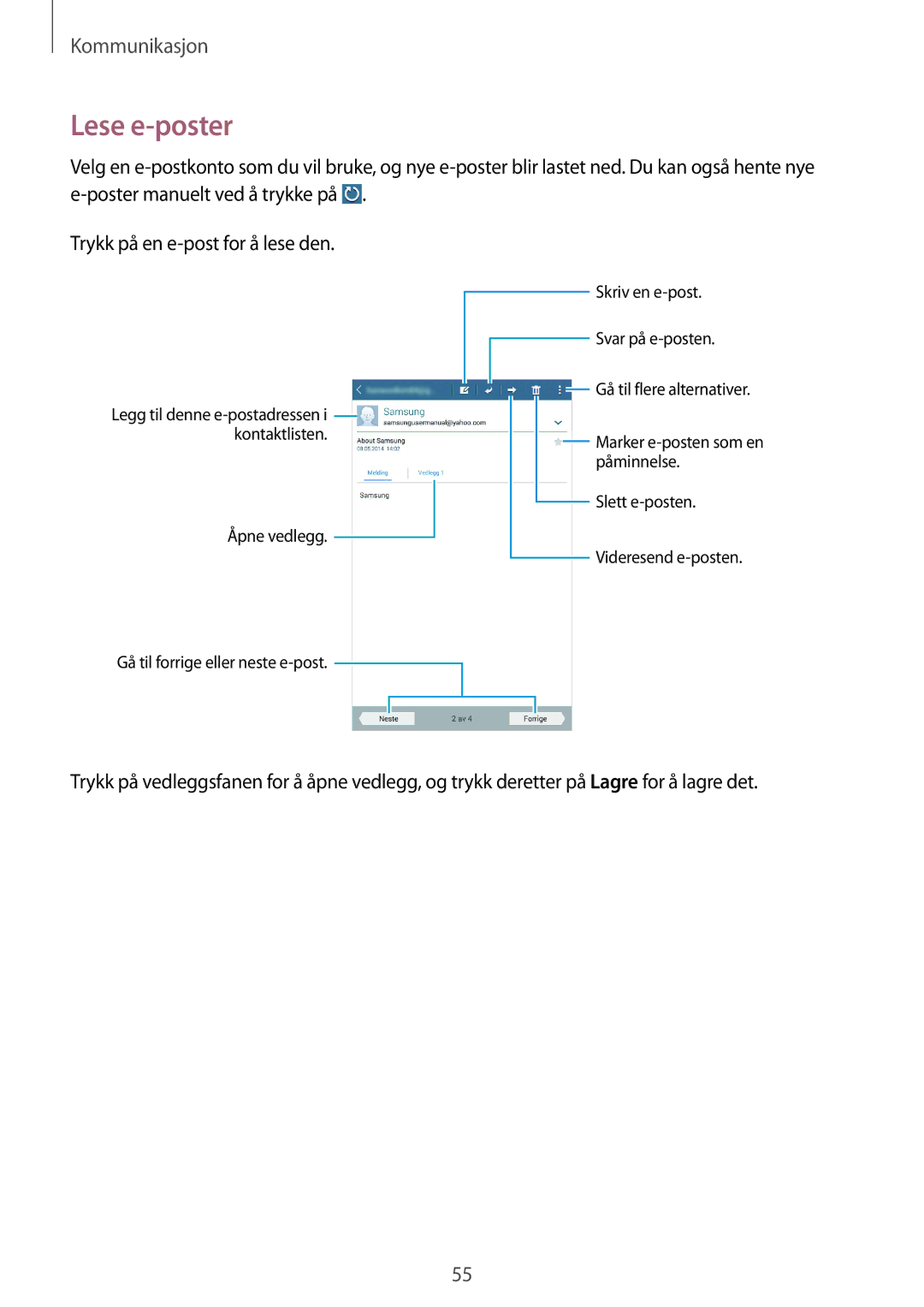 Samsung SM-T235NZWANEE, SM-T235NYKANEE manual Lese e-poster 