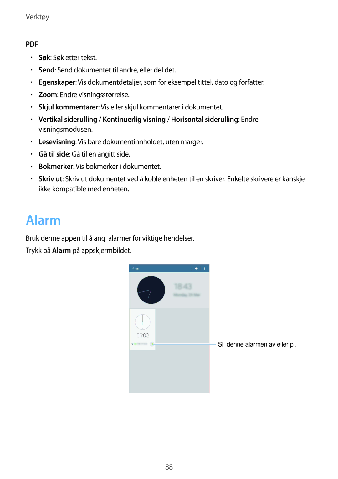 Samsung SM-T235NYKANEE, SM-T235NZWANEE manual Alarm 