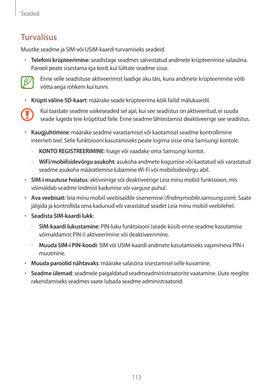 Samsung SM-T235NZWASEB, SM-T235NYKASEB manual Turvalisus, Seadista SIM-kaardi lukk 
