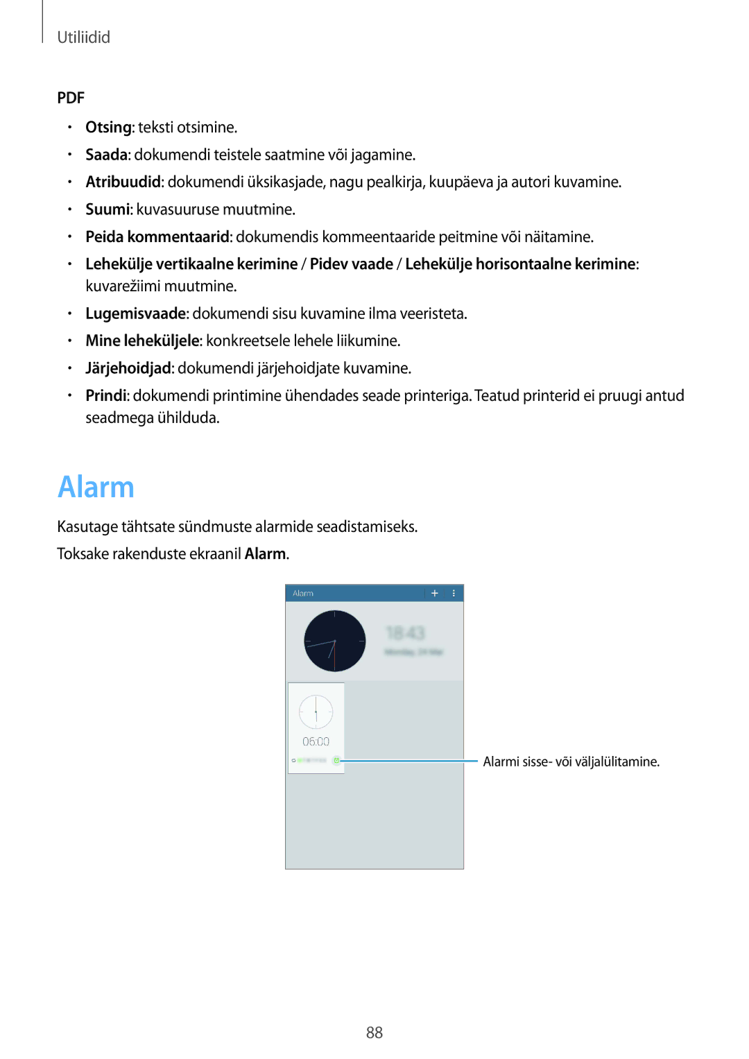 Samsung SM-T235NYKASEB, SM-T235NZWASEB manual Alarm 