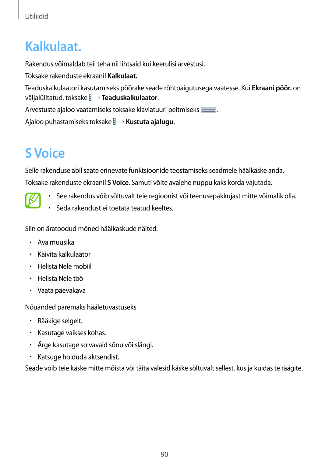 Samsung SM-T235NYKASEB, SM-T235NZWASEB manual Kalkulaat, Voice 