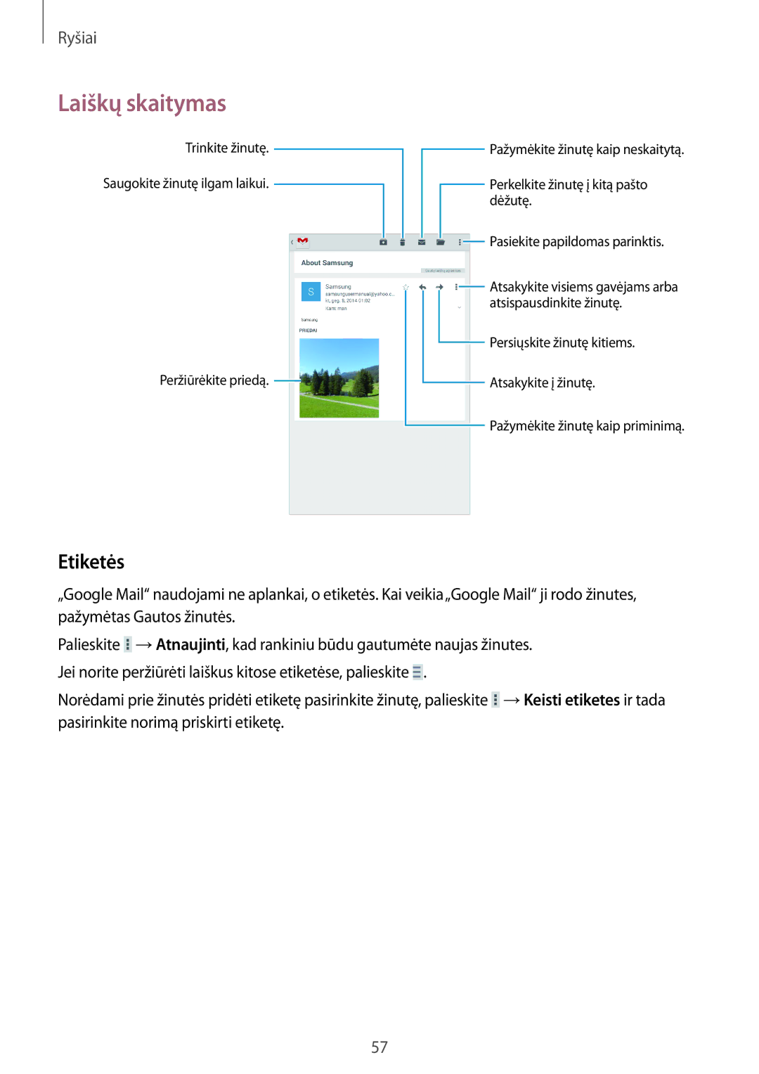 Samsung SM-T235NZWASEB, SM-T235NYKASEB manual Etiketės 