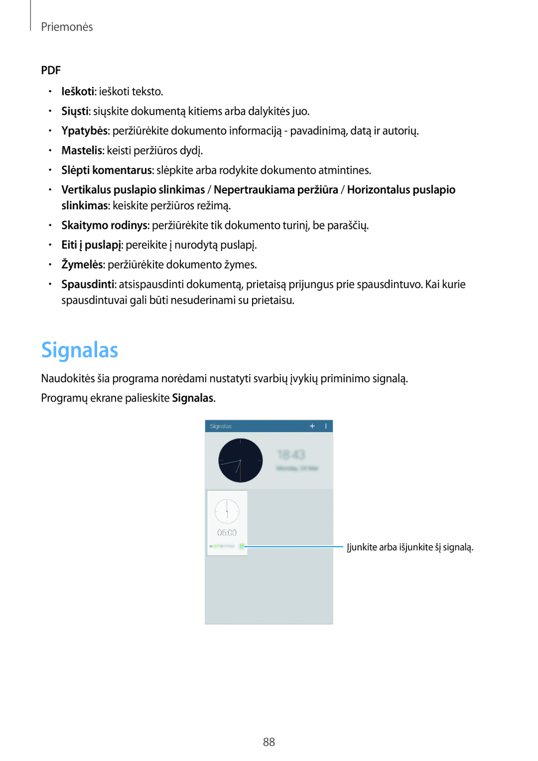 Samsung SM-T235NYKASEB, SM-T235NZWASEB manual Signalas 