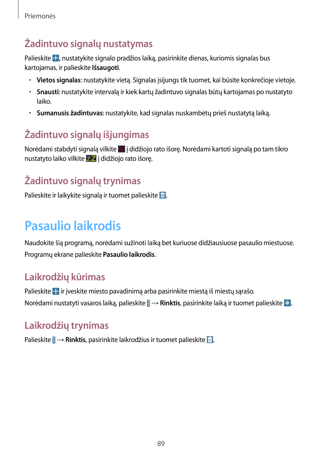 Samsung SM-T235NZWASEB, SM-T235NYKASEB manual Pasaulio laikrodis 