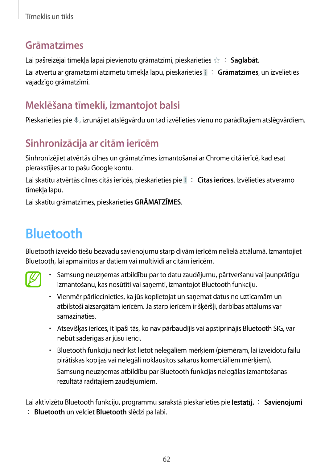 Samsung SM-T235NYKASEB, SM-T235NZWASEB manual Bluetooth, Sinhronizācija ar citām ierīcēm 