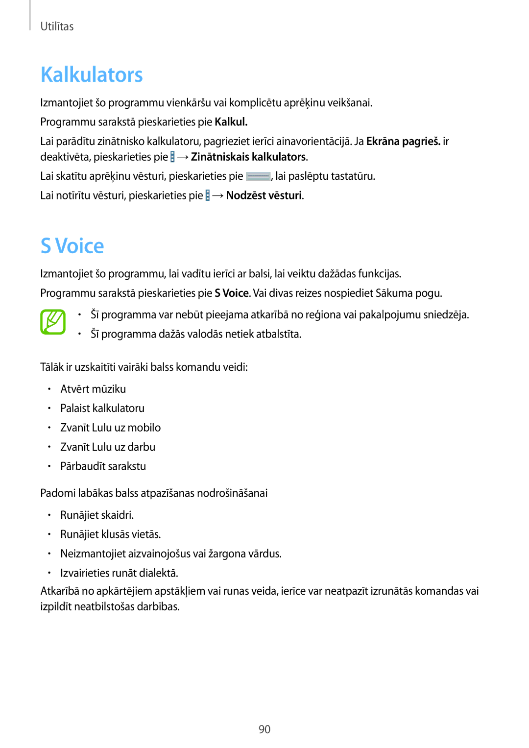 Samsung SM-T235NYKASEB, SM-T235NZWASEB manual Kalkulators, Voice 